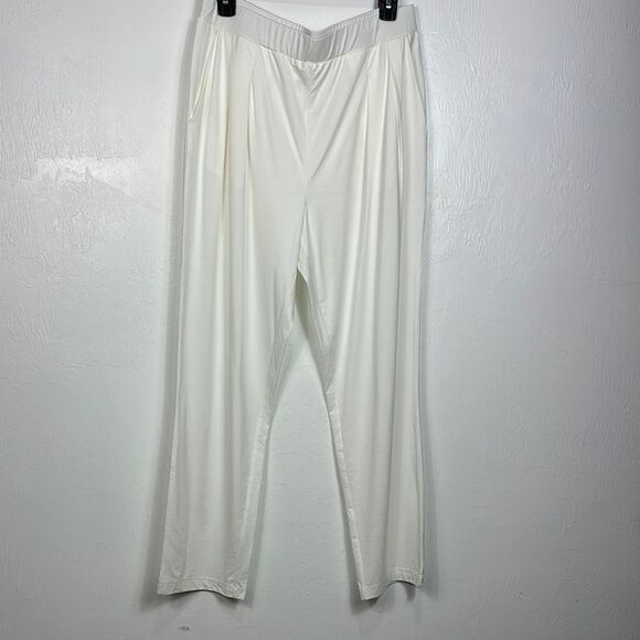 Wynne Layers Ivory Pleated Front High Rise Tapered Leg Pants Size L - Picture 2 of 10